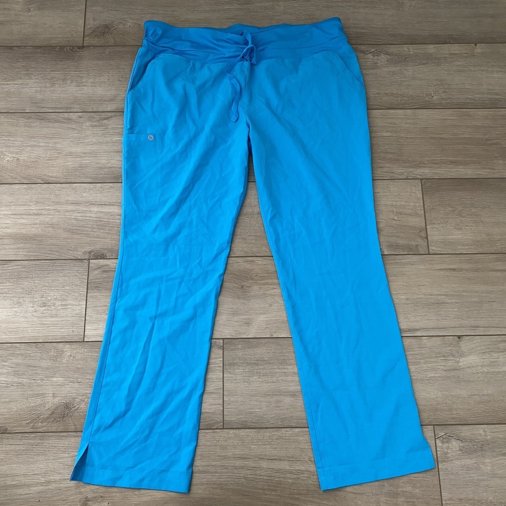 Barco One Women's Teal Scrub Pants XL Pull On Nurse Scrubs Drawstring